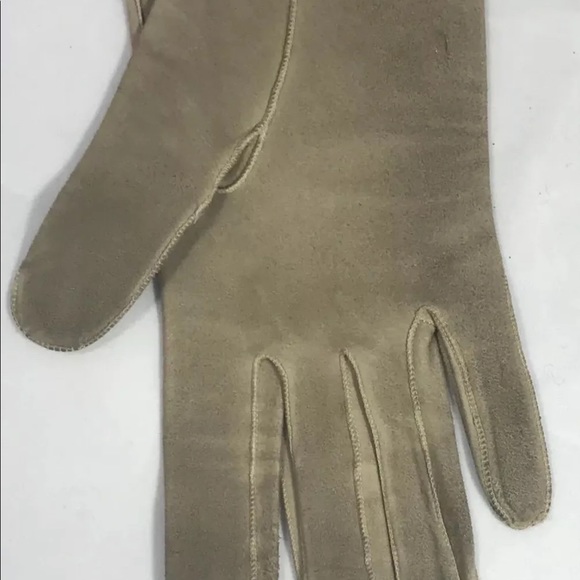 Vintage FOWNES Own Make Women Gloves Beige All Leather 54C Made In France AS IS - Picture 6 of 11